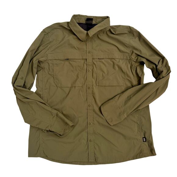 REI Co-Op Women's Button Down Hiking Shirt Green Size L Breathable Pockets - Picture 1 of 6